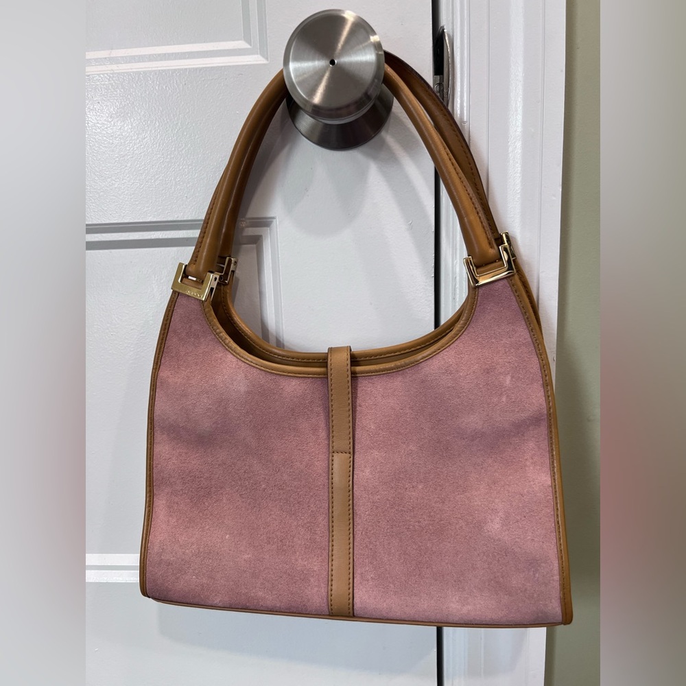 Auth🩷Vintage Gucci Pink and Tan Shoulder Bag - Picture 3 of 9